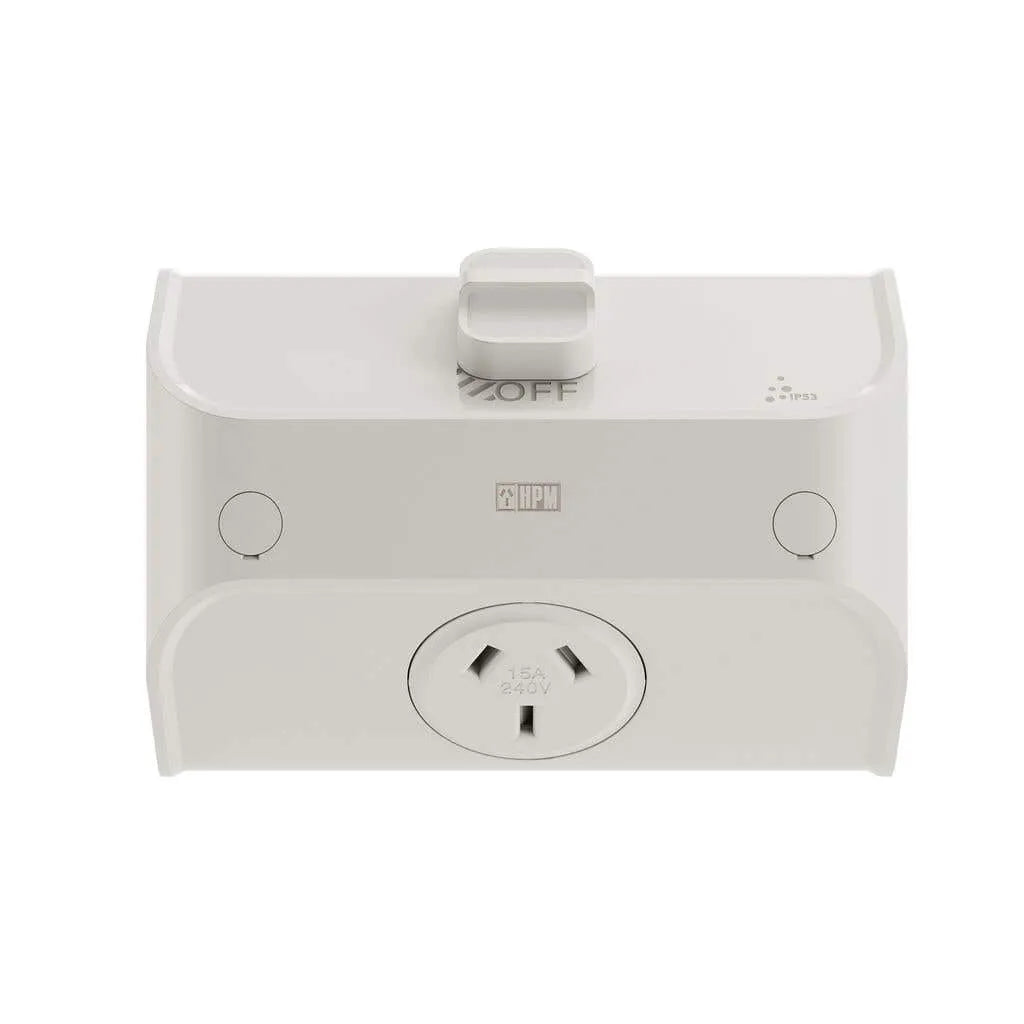 HPM Aqua Life Single Powerpoint 15A IP53 Surface Mount White