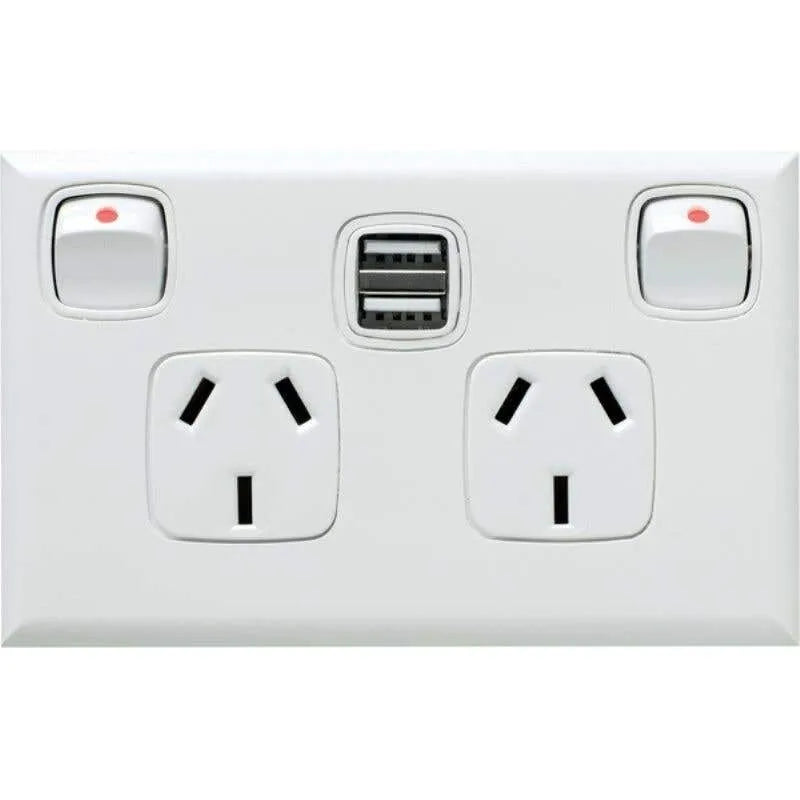 HPM Excel Double Powerpoint with Dual USB Charger