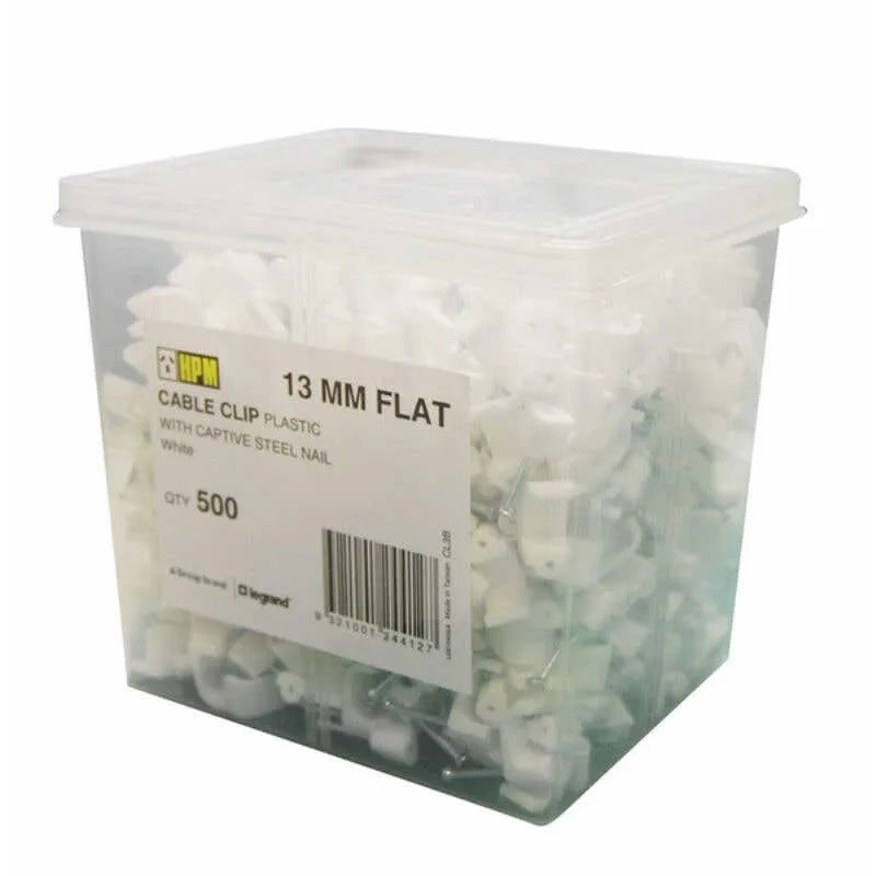 HPM Flat Cable Clips 13mm - 500 Pack