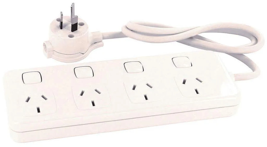HPM General Purpose 4 Outlet Switched Powerboard White