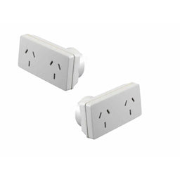 HPM Horizontal Double Adaptor White - 2 Pack