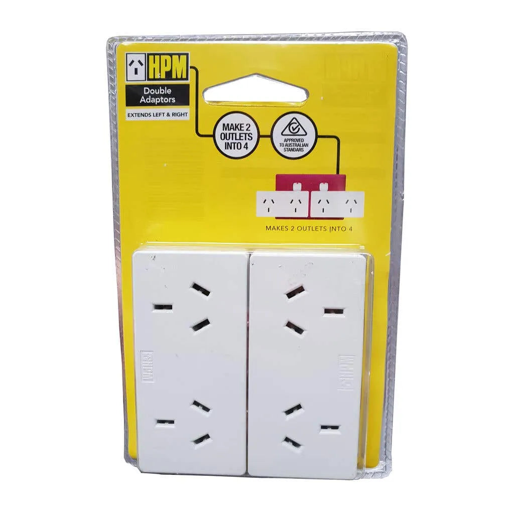 HPM Horizontal Double Adaptor White - 2 Pack