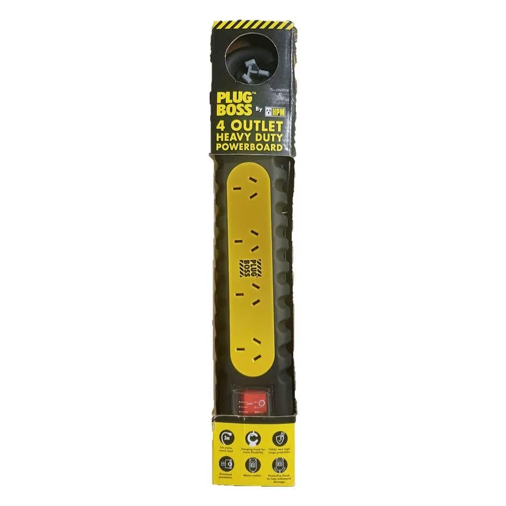 HPM PlugBoss 4 Outlet Surge Protected Powerboard