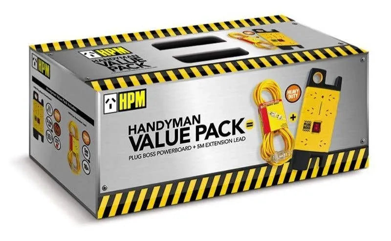 HPM Plug Boss Powerboard + Extension Lead 5m - Value Pack