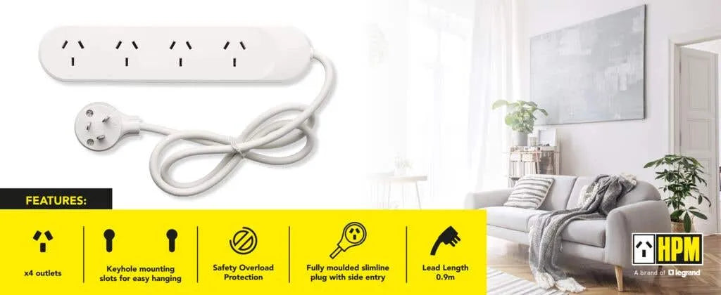 HPM Standard 4 Outlet Power Board White