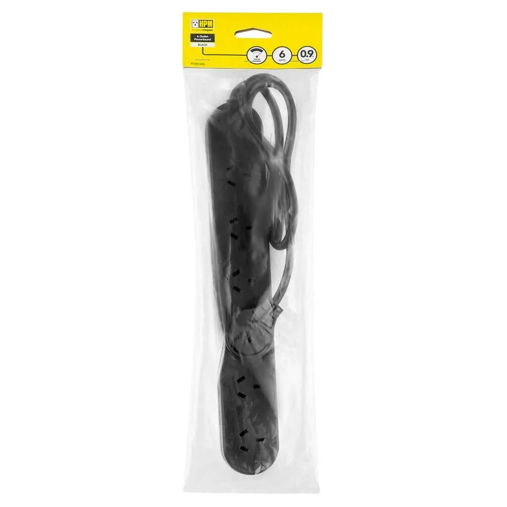 HPM Standard 6 Outlet Powerboard Black