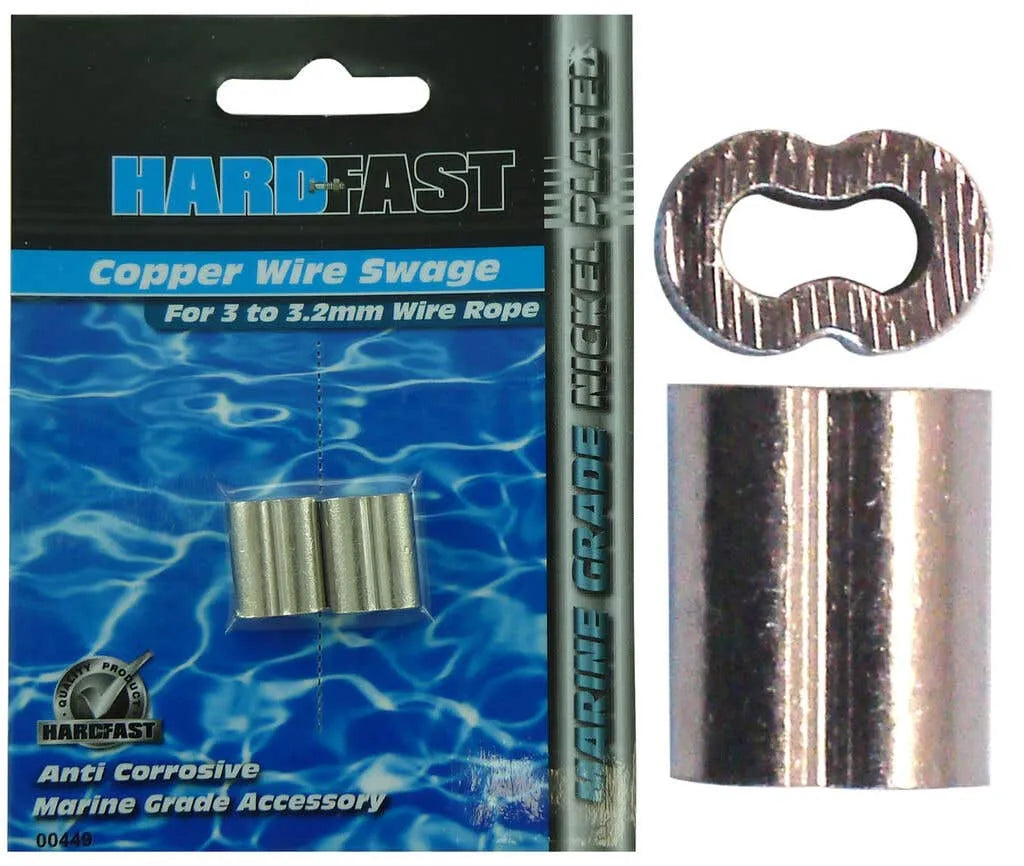 Hardfast Copper Wire Swage Nickel Plated 3.2mm - 2 Pack