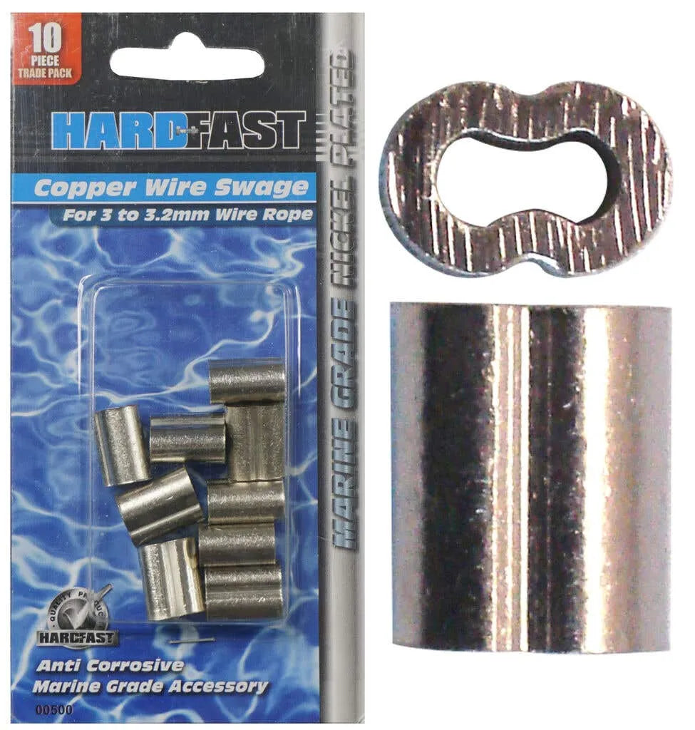 Hardfast Copper Wire Swage Nickel Plated 3.3mm - 10 Pack