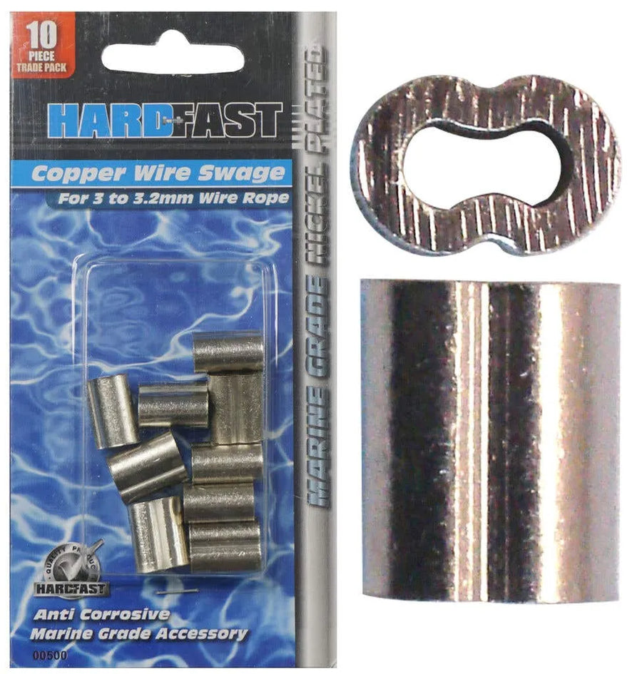 Hardfast Copper Wire Swage Nickel Plated 3.3mm - 10 Pack
