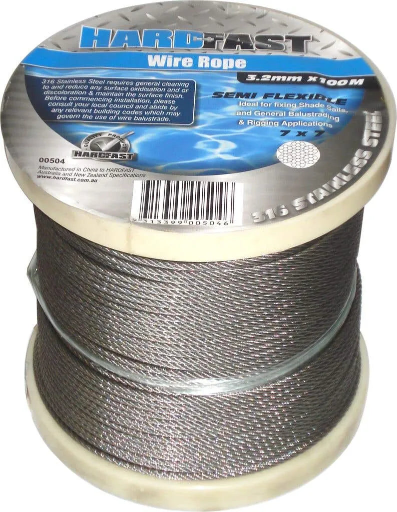 Hardfast Wire Rope Stainless Steel 3.2mm x 30m