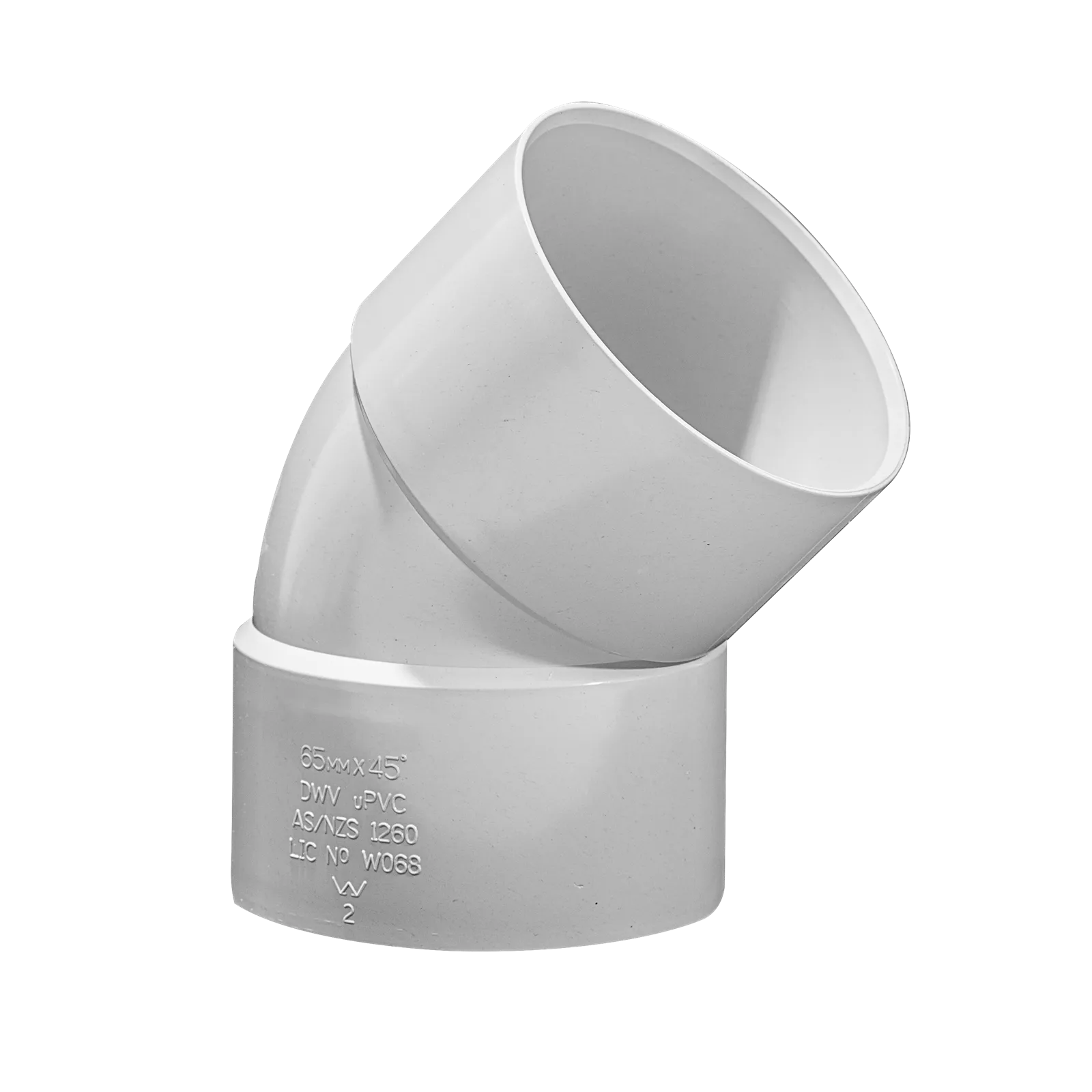 Holman PVC DWV Bend F&F Plain 45 Degree 65mm