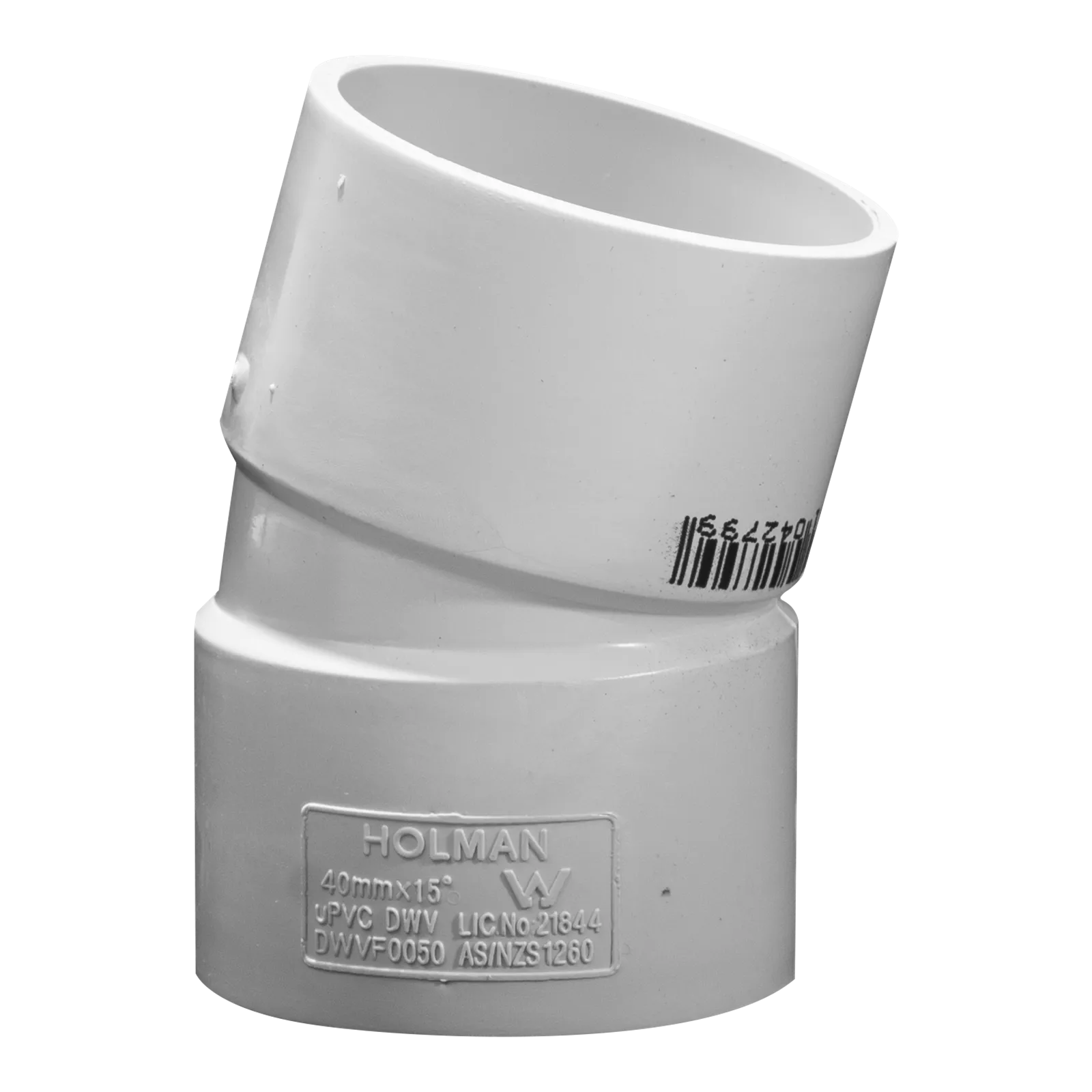 Holman PVC DWV Bend Plain 15 Degree 40mm