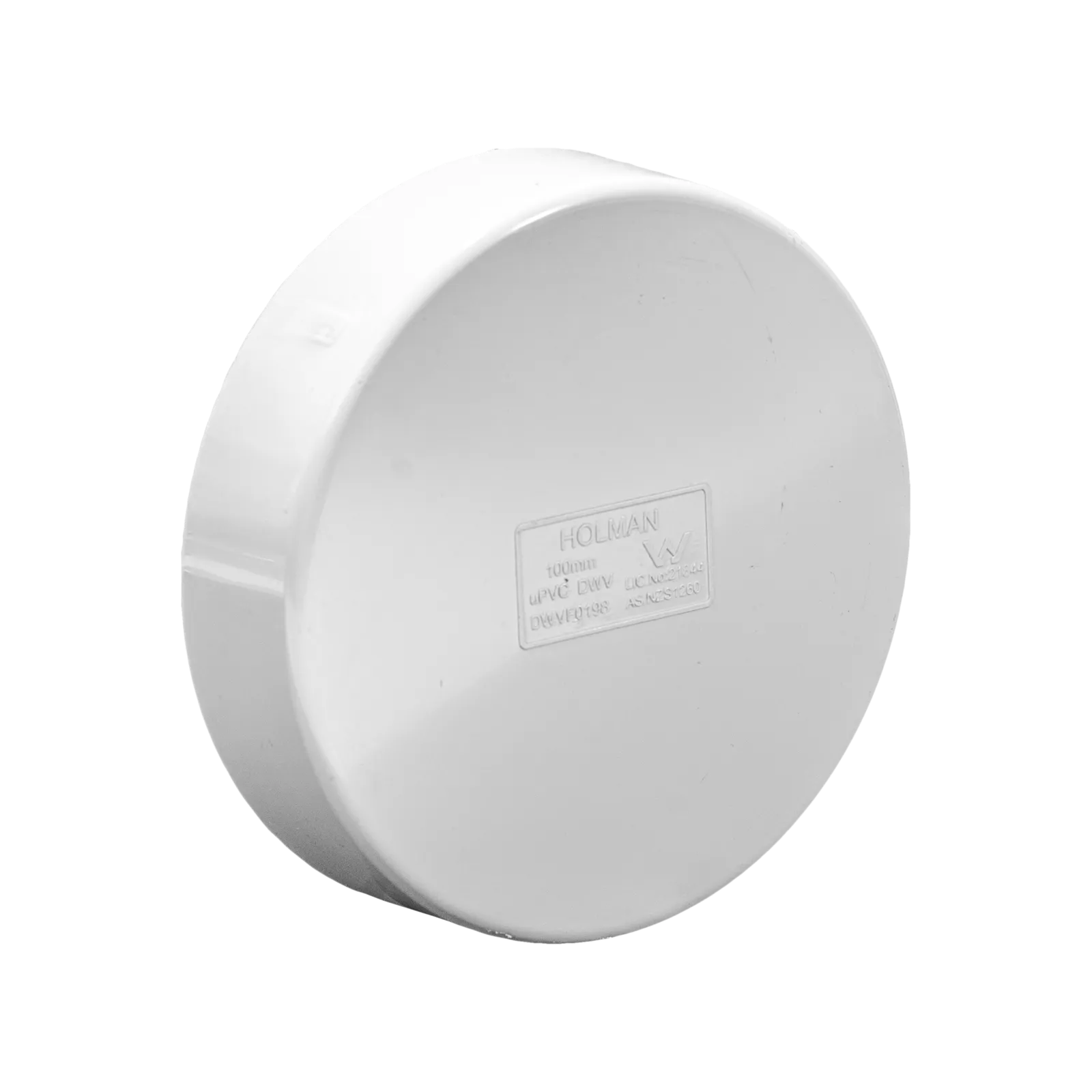 Holman PVC DWV Push On Cap White 100mm