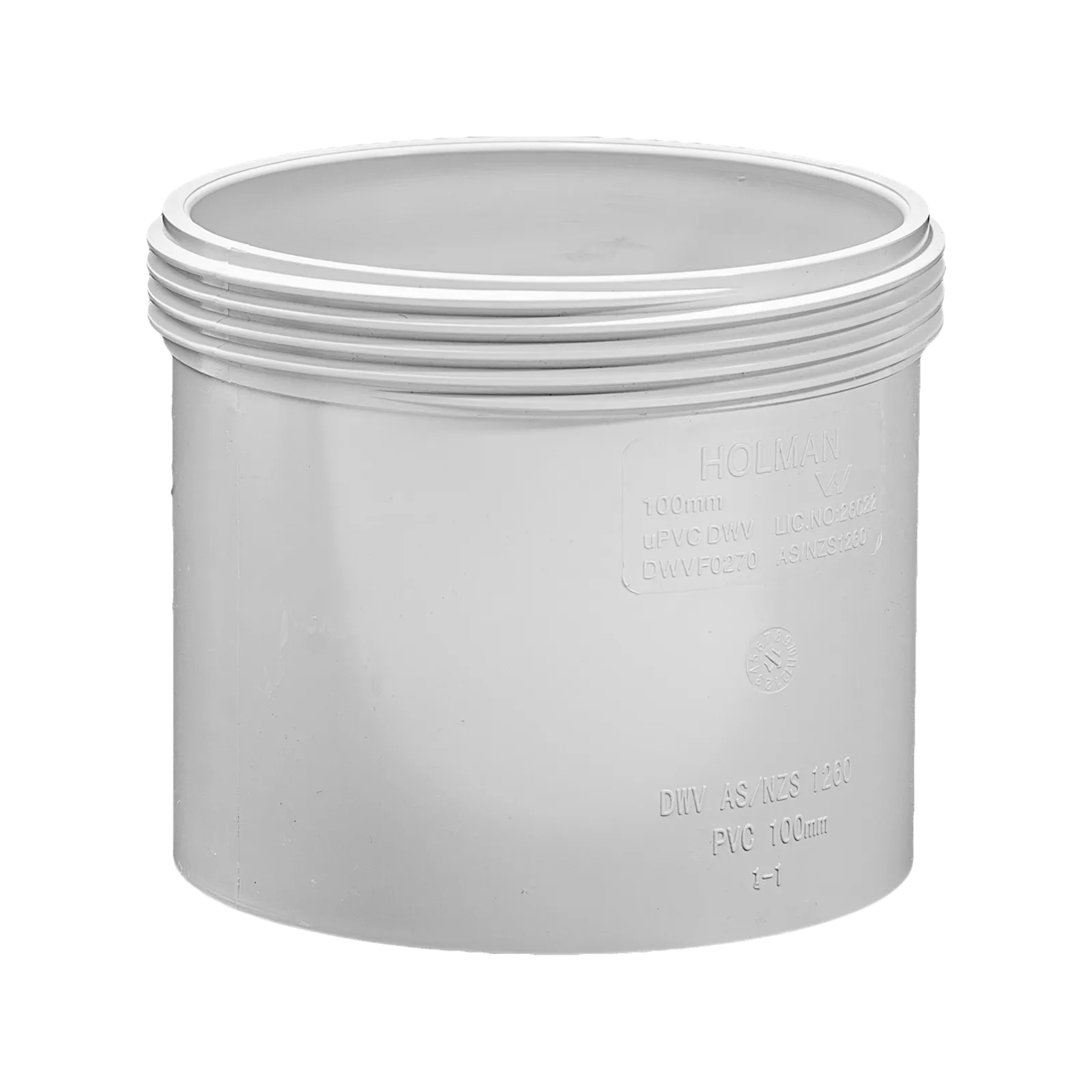 Holman PVC DWV Threaded Access Coupling DWV 100mm