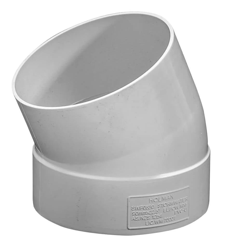 Holman PVC Stormwater Elbow M&F 22.5 Degrees 90mm