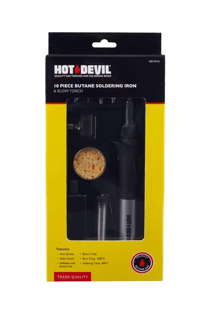 Hot Devil Torch Blow & Solder Iron Kit - 10 Piece