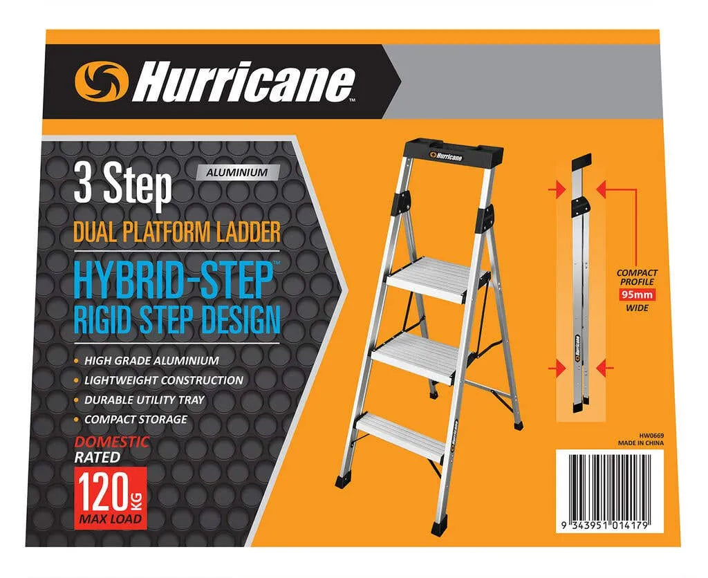 Hurricane 3 Step Dual Platform Ladder 120kg