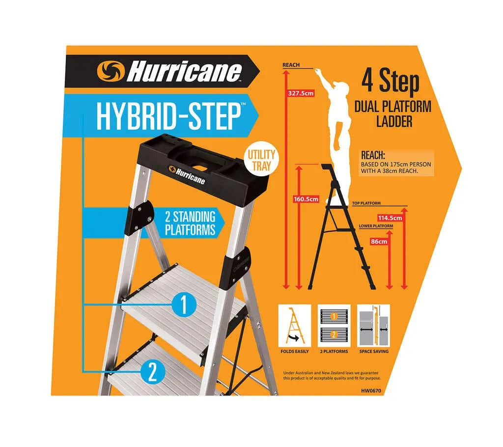 Hurricane 4 Step Dual Platform Ladder 120kg