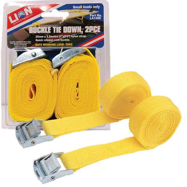 Lion 25mm x 2.5m Quick Release Tie Down 2 Piece