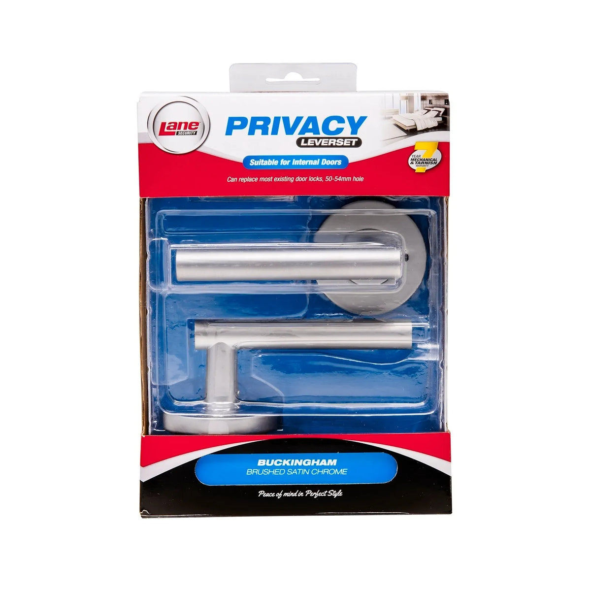 Lane 65mm Brushed Satin Chrome Buckingham Round Privacy Set