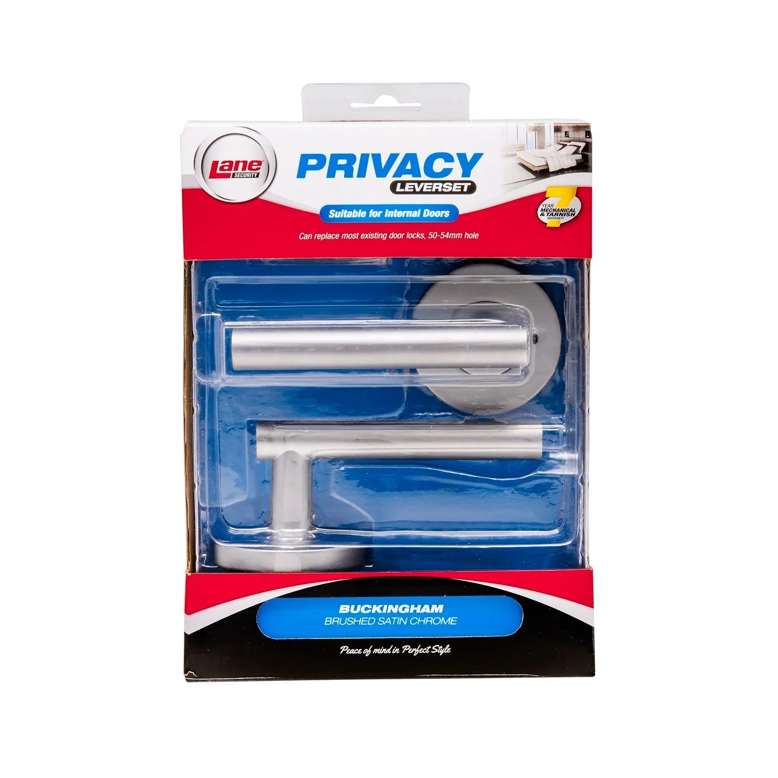 Lane 65mm Brushed Satin Chrome Buckingham Round Privacy Set