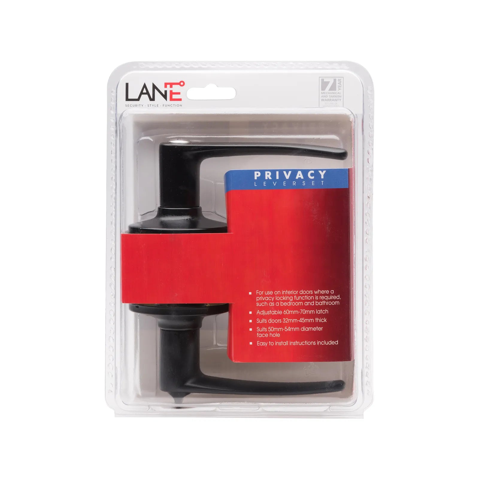 Lane Avalon Lever Privacy Set Matte Black