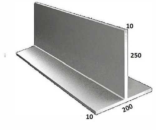 Lintel T Bar 250 x 10 (B) 200 x 10 (V) x 5200mm