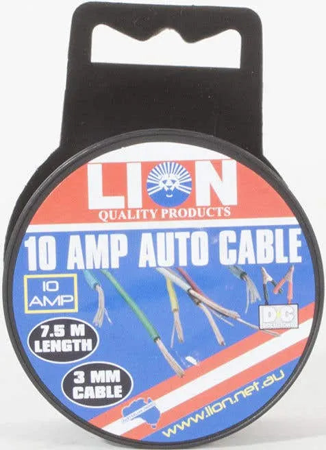 Lion 10A Auto Wire Black 3mm x 7.5m