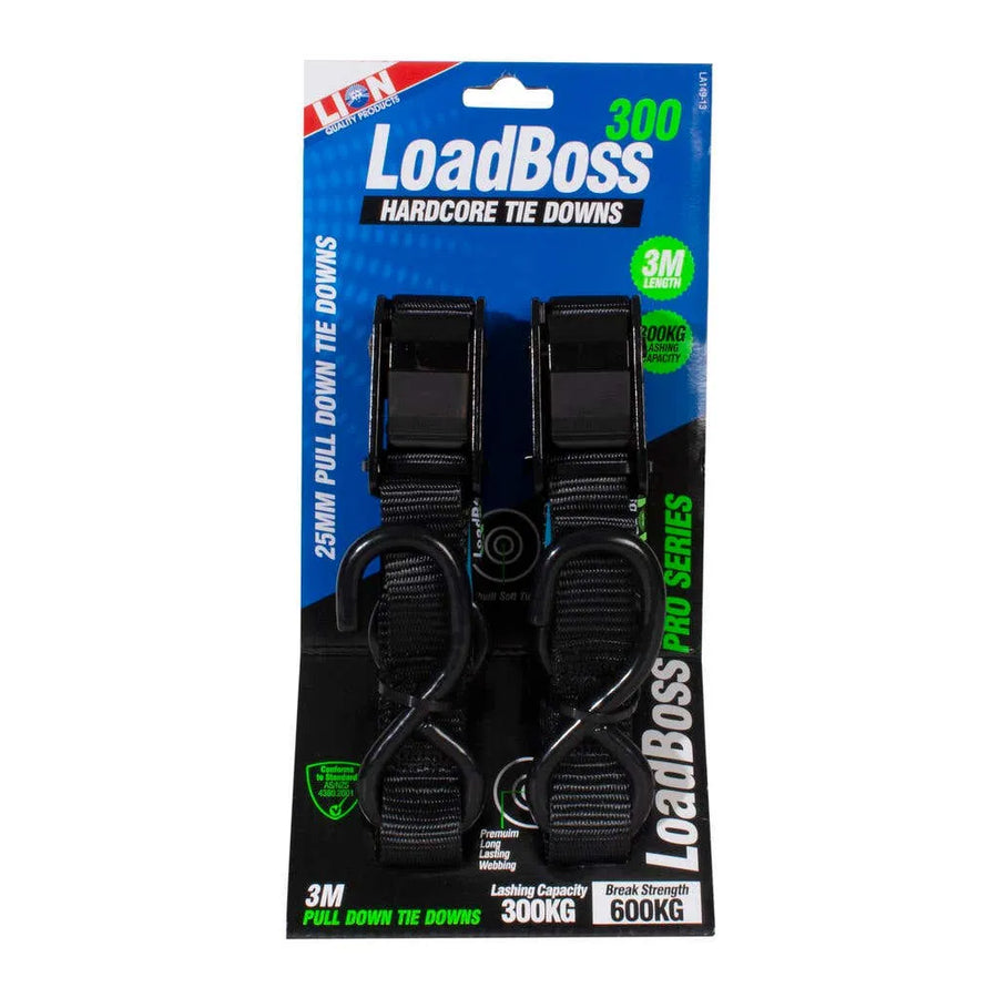Lion LoadBoss Hard Core Pull Down Tie Downs 3M - 2 Piece