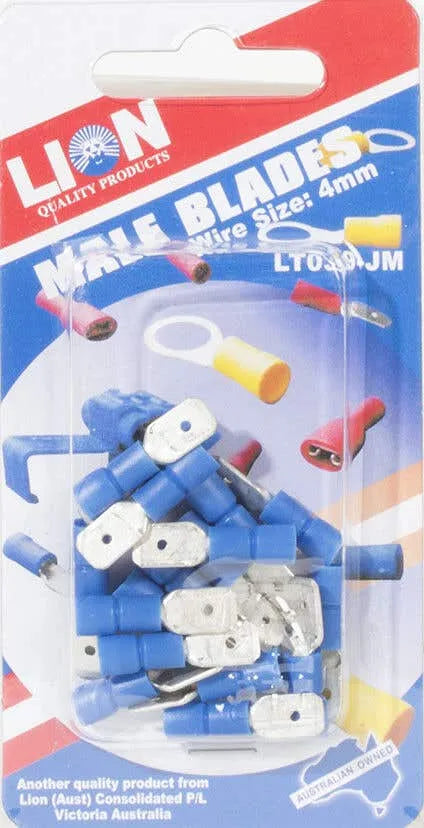 Lion Male Blade Terminals 4mm - 17 Piece