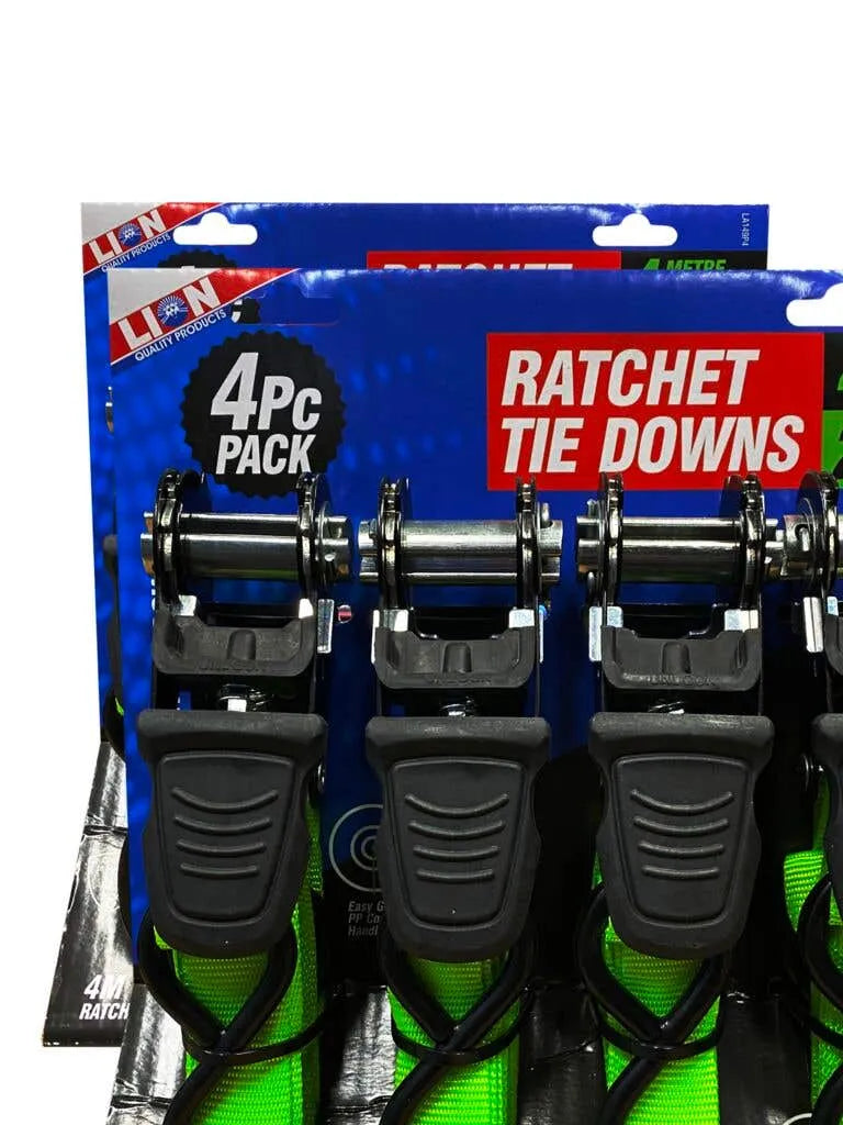 Lion Ratchet Tie Down 25mm x 4m - 4 Piece