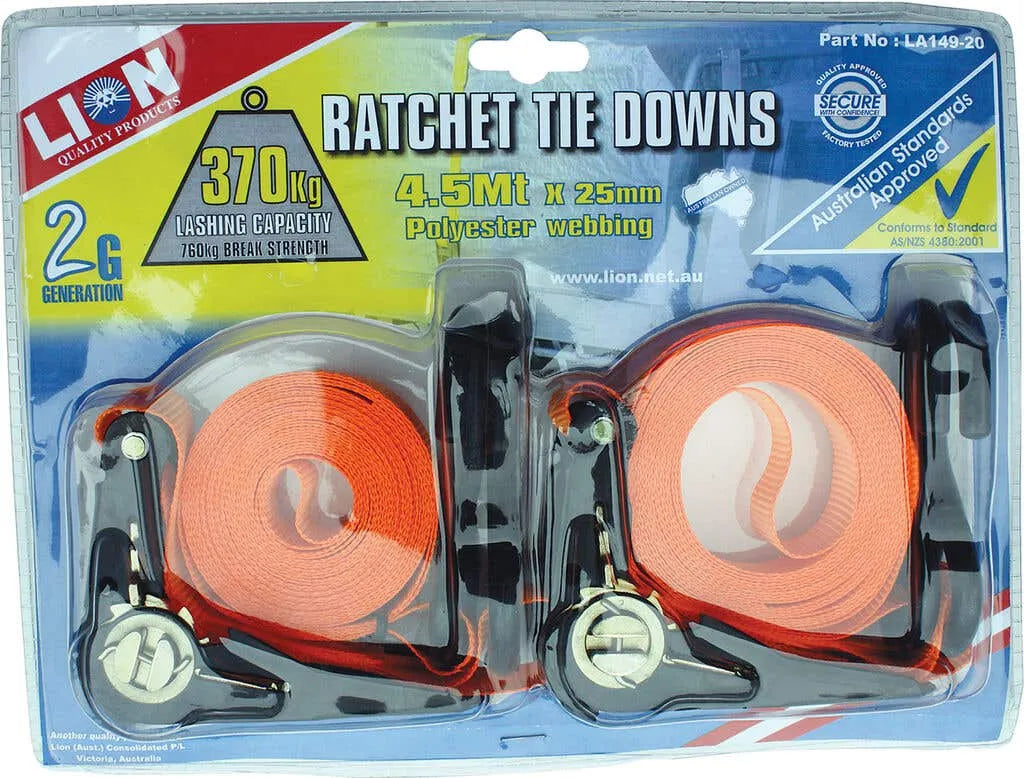 Lion Ratchet Tie Down 370kg - 2 Piece
