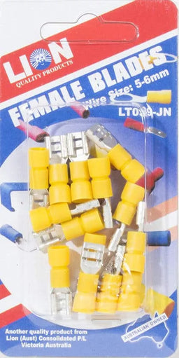 Lion Terminal Female Blade Yellow 5-6mm - 14 Piece