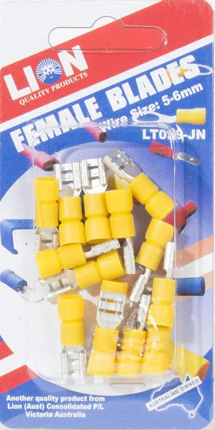 Lion Terminal Female Blade Yellow 5-6mm - 14 Piece