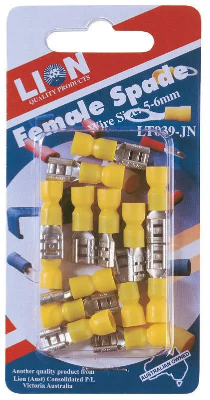 Lion Terminal Female Blade Yellow 5-6mm - 14 Piece