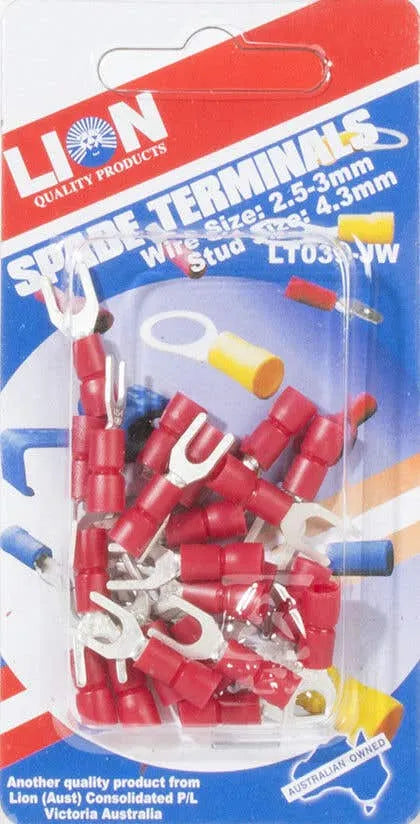 Lion Terminal Spade Red Stud - 23 Piece