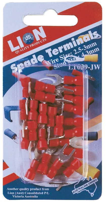 Lion Terminal Spade Red Stud - 23 Piece