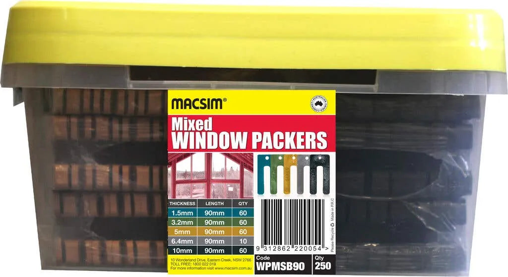 Macsim Mixed Window Packers Plastic 90mm - 250 Piece