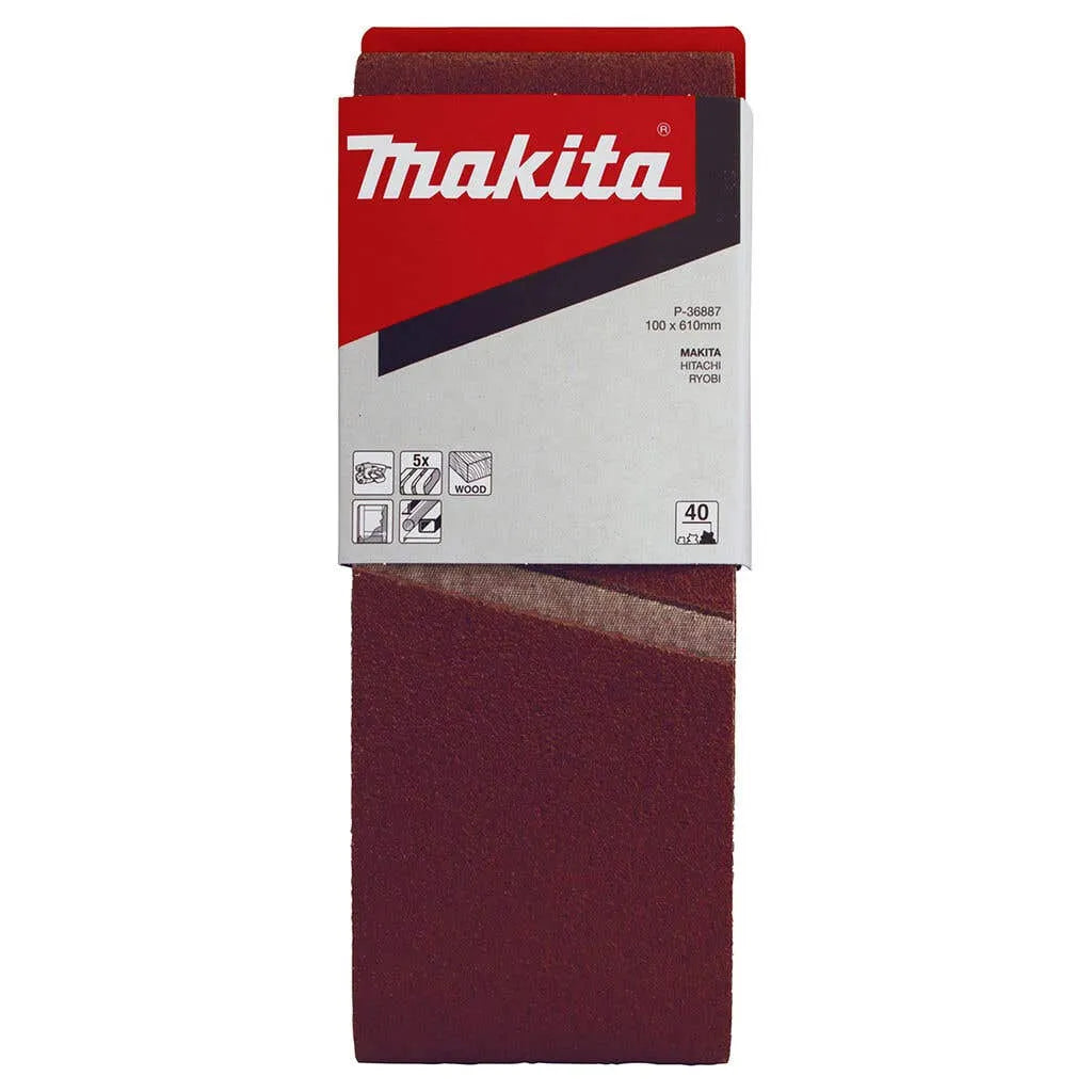 Makita Sanding Belt 40g 100 x 610mm - 5 Pack P-36887