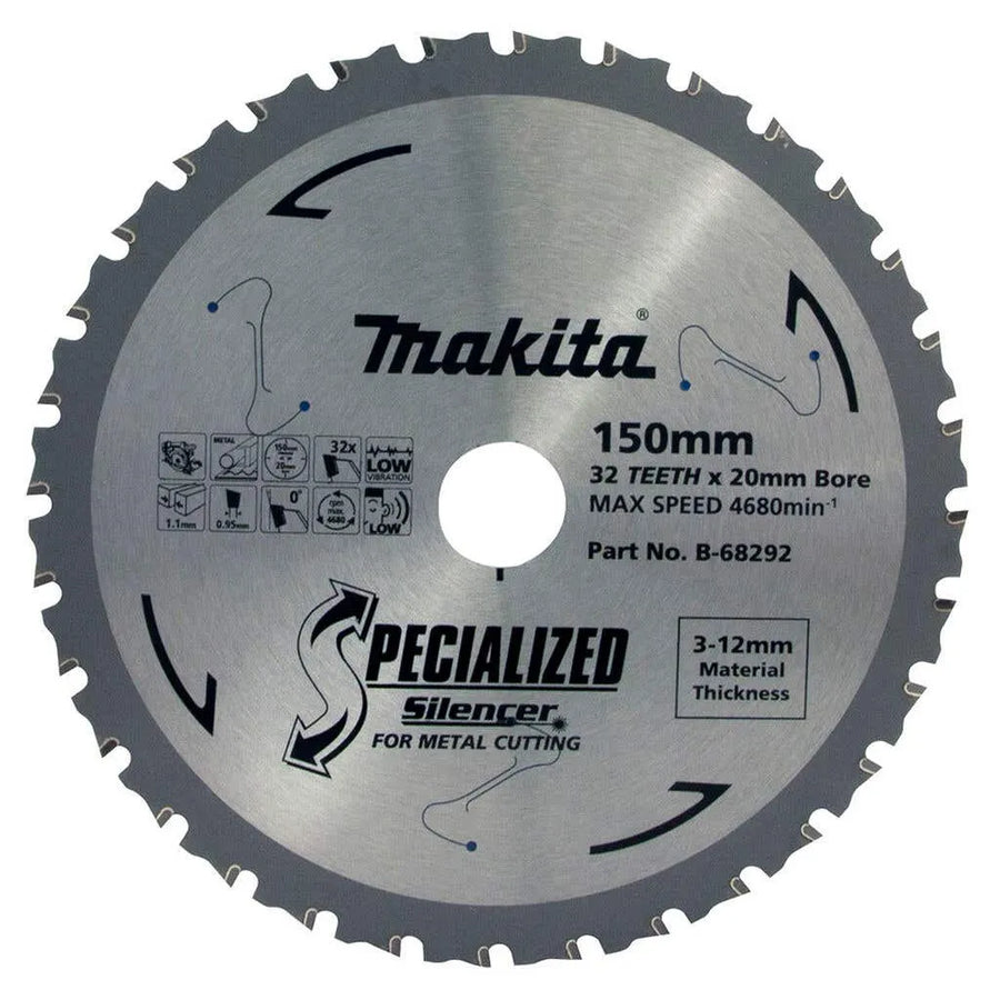 Makita Silencer TCT Saw Blade Specialised Cold Metal 32T 150 x 20mm B-68292