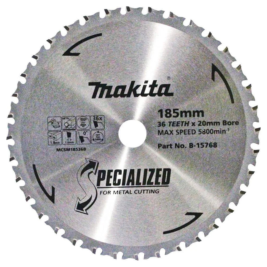 Makita Specialized TCT Saw Blade Cold Metal Cutting 36T 185 x 20mm B-15768