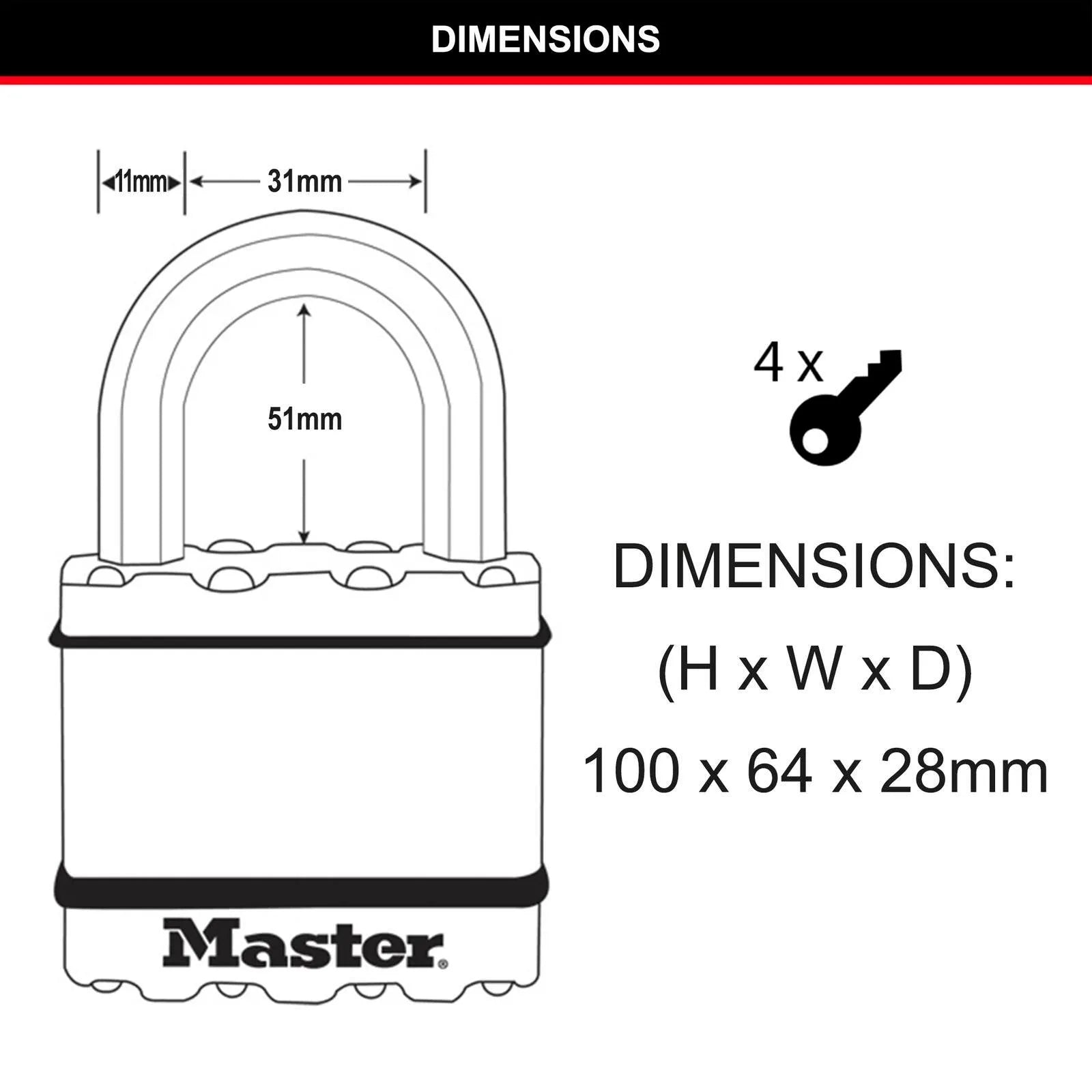 Master Lock Excell Padlock 64 x 51mm