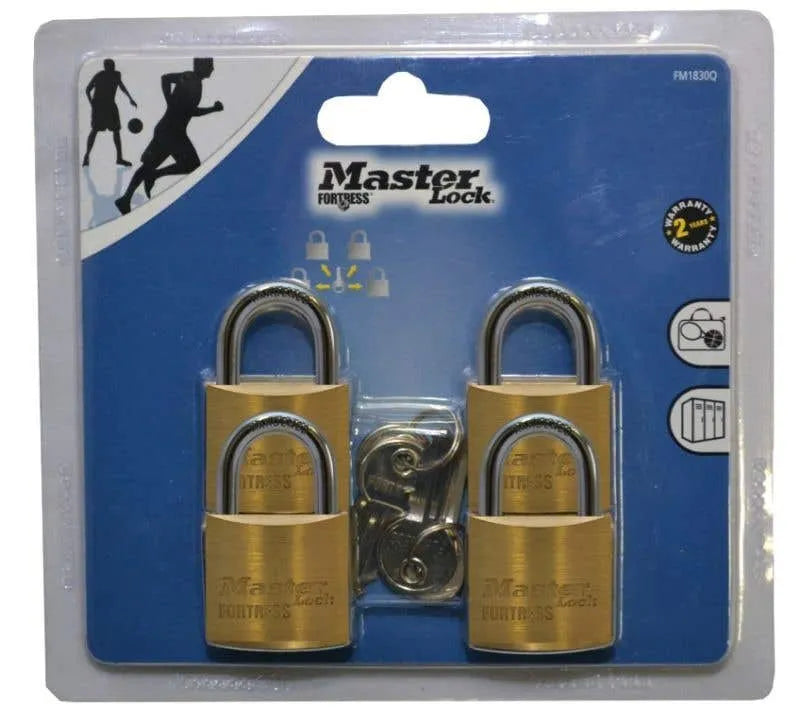 Master Lock Fortress Padlock Brass 30mm - 4 Pack