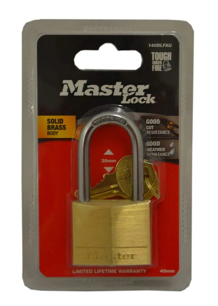 Master Lock Hardened Steel Shackle Padlock Brass 40 x 38mm