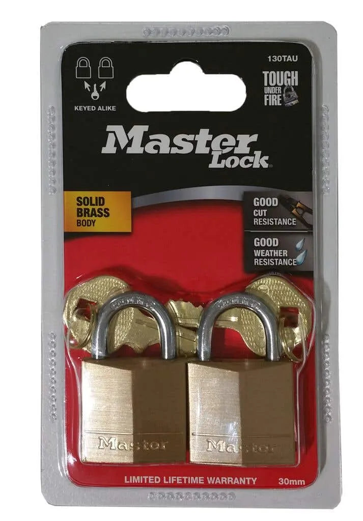 Master Lock Keyed Alike Brass Padlock 30mm - 2 Pack