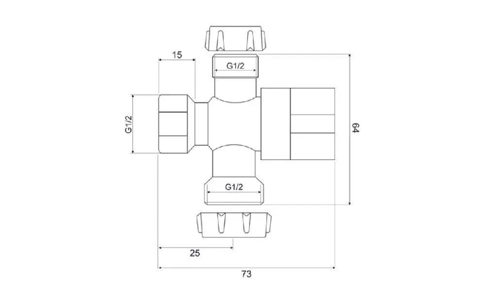 Mildon 1/4 Turn Ceramic Disc 3 Way Stop Cock Chrome