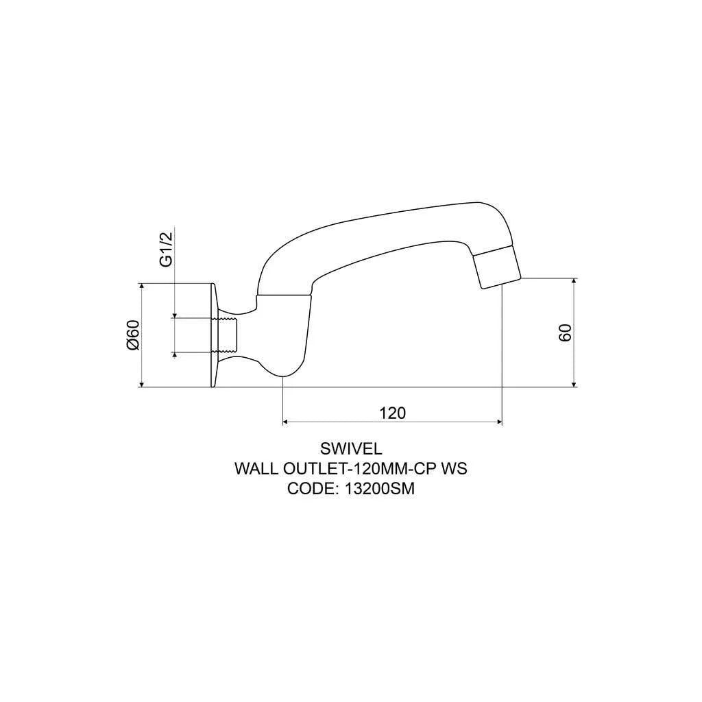 Mildon Cast Swivel Wall Outlet 120mm Chrome