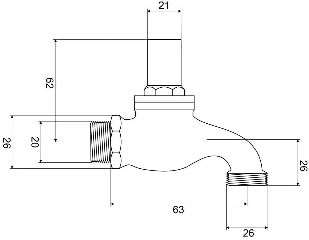 Mildon Cock Hose Vandal proof Brass 1/2in