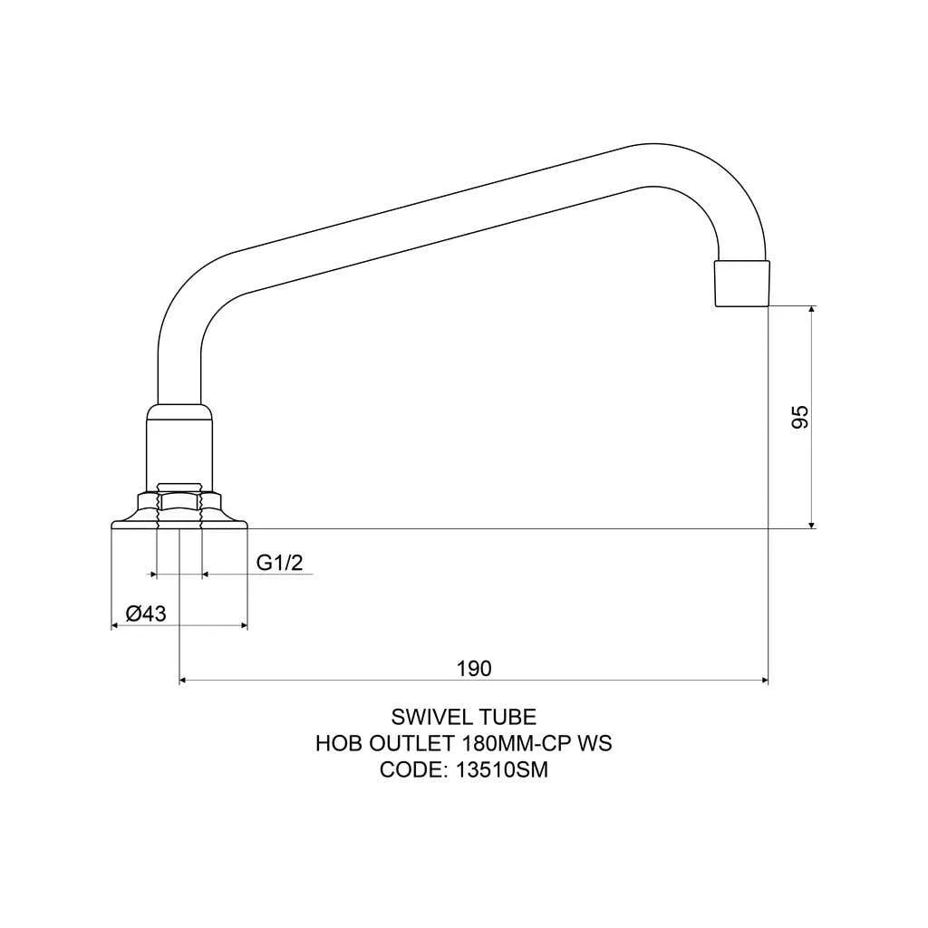 Mildon Hob Spout 180mm Swivel Tube