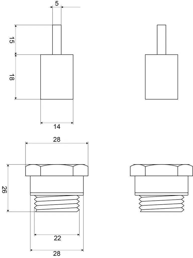 Mildon Spindle Extension 15mm Pair